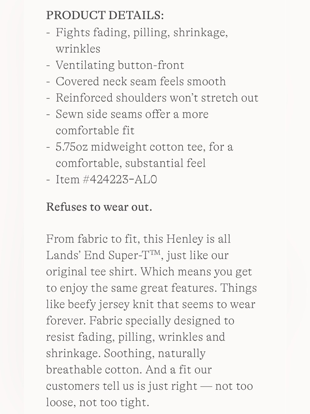 Land’s End Super-T Long Sleeve Henley Shirt - Picture 5 of 5